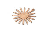 Rose Gold Sun Charm, 4 Textured Rose Gold Plated Brass Sun Charms With 1 Loop (27x0.80mm) A1723 M01653