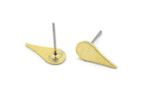 Brass Drop Earring, 12 Textured Raw Brass Drop Shaped Stud Earrings (12x6x0.80mm) M03281 A2670