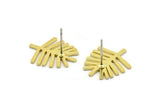 Brass Leaf Earring, 8 Raw Brass Leaf Shaped Stud Earrings, Findings (18x15x0.80mm) A2649