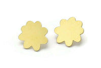Earring Studs, 8 Raw Brass - Cloud Shaped Stud Earrings - Brass Earrings - Earrings (17x18x0.80mm) A2641