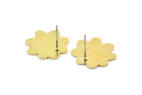 Earring Studs, 8 Raw Brass - Cloud Shaped Stud Earrings - Brass Earrings - Earrings (17x18x0.80mm) A2641