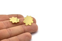 Earring Studs, 8 Raw Brass - Cloud Shaped Stud Earrings - Brass Earrings - Earrings (17x18x0.80mm) A2641
