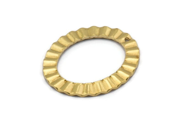 Pirinç Oval Charm, 1 Delikli 6 Ham Pirinç Dalgalı Oval Charm Küpe, Kolye Uçları, Bulgular (33x28x1mm) D909