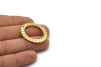 Pirinç Oval Charm, 1 Delikli 6 Ham Pirinç Dalgalı Oval Charm Küpe, Kolye Uçları, Bulgular (33x28x1mm) D909