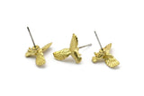 Brass Bird Earring, 6 Raw Brass Bird Stud Earrings (17x12mm) N1079