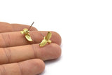 Brass Bird Earring, 6 Raw Brass Bird Stud Earrings (17x12mm) N1079