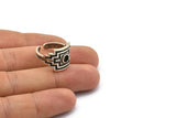 Silver Royal Ring, Antique Silver Plated Brass Royal Ring With 1 Stone Settings - Pad Size 4mm N1994 H1462