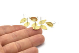 Brass Oval Earring, 12 Raw Brass Oval Stud Earrings With 1 Loop (14x8x0.80mm) M02573 A0093