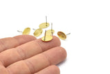 Brass Oval Earring, 12 Raw Brass Oval Stud Earrings (11x8x0.80mm) M02569 A0159