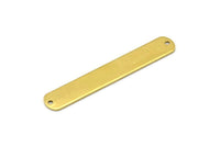 Rectangle Brass Blanks, 12 Raw Brass Rectangle Stamping Blanks, Pendants With 2 Holes (50x8x0.80mm) A1116
