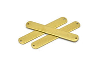 Rectangle Brass Blanks, 12 Raw Brass Rectangle Stamping Blanks, Pendants With 2 Holes (50x8x0.80mm) A1116