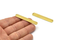 Rectangle Brass Blanks, 12 Raw Brass Rectangle Stamping Blanks, Pendants With 2 Holes (50x8x0.80mm) A1116