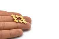 Brass Puzzle Earring, 4 Raw Brass Stud Earrings (35x22x2mm) D981 A1255