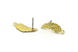 Brass Wing Earring, 6 Raw Brass Wing Stud Earrings With 1 Loop, Findings (22x9x1.5mm) A1299