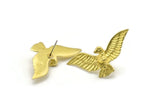 Brass Eagle Earring, 2 Raw Brass Eagle Stud Earrings (40x20mm) N0411 A1197
