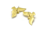 Brass Eagle Earring, 2 Raw Brass Eagle Stud Earrings (40x20mm) N0411 A1197