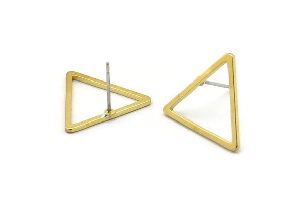 Brass Triangle Earring, 12 Raw Brass Triangle Stud Earrings (20mm) D0109 A1142