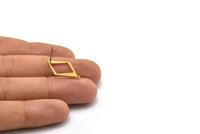 Brass Diamond Earring, 8 Raw Brass Rhombus Stud Earrings With 1 Loop (23x16x0.80mm) D1052 A1272
