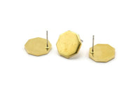 Brass Hexagon Earring, 6 Raw Brass Hexagon Stud Earrings (14x2mm) D1190 A1223