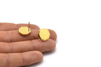 Brass Hexagon Earring, 6 Raw Brass Hexagon Stud Earrings (14x2mm) D1190 A1223