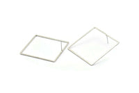 Gümüş Kare Küpe, 2 Antik Gümüş Kaplama Pirinç Kare Küpe (42 mm) Bs 1310 A1778 H0204