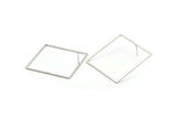 Gümüş Kare Küpe, 2 Antik Gümüş Kaplama Pirinç Kare Küpe (42 mm) Bs 1310 A1778 H0204
