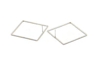 Gümüş Kare Küpe, 2 Antik Gümüş Kaplama Pirinç Kare Küpe (42 mm) Bs 1310 A1778 H0204