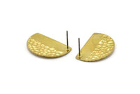 Semi Circle Earring, 6 Textured Raw Brass Half Moon Stud Earrings (26.5x17.5x0.65mm) D957 A1229