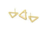 Gold Triangle Earring, 4 Gold Plated Brass Triangle Stud Earrings (16mm) D0023 A1143 H0920
