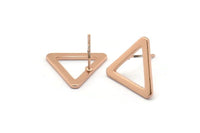 Rose Gold Triangle Earring, 4 Rose Gold Plated Brass Triangle Stud Earrings (16mm) D0023 A1143 H0920