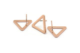 Rose Gold Triangle Earring, 4 Rose Gold Plated Brass Triangle Stud Earrings (16mm) D0023 A1143 H0920