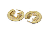 Gold Earring Findings, 2 Textured Gold Plated Brass Stud Earrings (36x33mm) N1025 Q0956