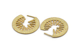 Gold Earring Findings, 2 Textured Gold Plated Brass Stud Earrings (36x33mm) N1025 Q0956