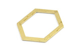 Hexagon Choker Charm, 6 Raw Brass Hexagon Charms With 1 Hole, Pendants, Findings (33x24.5x1mm) E074