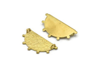 Semi Circle Pendant, 3 Raw Brass Textured Semi Circle Blanks With 2 Loops (34.5x18x0.80mm) V142