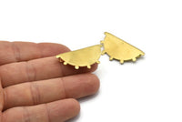 Semi Circle Pendant, 3 Raw Brass Textured Semi Circle Blanks With 2 Loops (34.5x18x0.80mm) V142