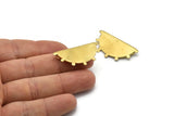 Semi Circle Pendant, 3 Raw Brass Textured Semi Circle Blanks With 2 Loops (34.5x18x0.80mm) V142