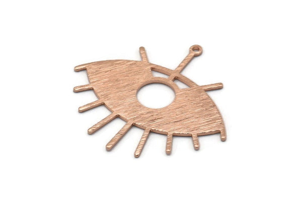 Rose Gold Eye Charm, Textured Rose Gold Plated Brass Eye Charms With 1 Loop, Pendants, Earrings (43x39x1mm) D1136 Q0881