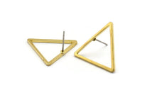 Brass Triangle Earring, 12 Raw Brass Triangle Stud Earrings (23mm) D0110 A1125