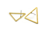 Brass Triangle Earring, 12 Raw Brass Triangle Stud Earrings (23mm) D0110 A1125