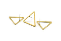 Brass Triangle Earring, 12 Raw Brass Triangle Stud Earrings (23mm) D0110 A1125