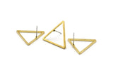 Brass Triangle Earring, 12 Raw Brass Triangle Stud Earrings (23mm) D0110 A1125