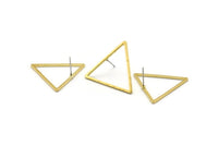 Brass Triangle Earring, 12 Raw Brass Triangle Stud Earrings (29mm) D0112 A1144