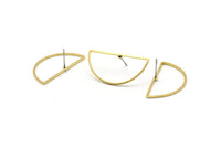 Semi Circle Earring, 12 Raw Brass Semi Circle Stud Earrings (30x15x0.80mm) D1280 A1227