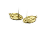 Brass Irregular Earring, 4 Raw Brass Irregular Stud Earrings With 1 Loop (19x13mm) N1957