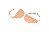 Rose Gold Circle Charm, 2 Rose Gold Plated Brass Circle Charms With 1 Loop, Pendants, Earrings, Findings (41x38x0.6mm) M02055