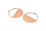 Rose Gold Circle Charm, 2 Rose Gold Plated Brass Circle Charms With 1 Loop, Pendants, Earrings, Findings (41x38x0.6mm) M02055