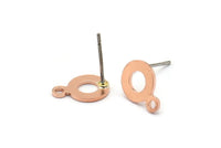 Copper Circle Earring, 12 Raw Copper Circle Stud Earrings With 1 Loop (11x8x0.80mm) M011 A1500