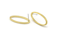 Brass Oval Earring, 8 Raw Brass Oval Stud Earrings (14x28x1.4x1.8mm) BS 1739 A1186