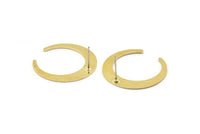 Brass Moon Earring, 6 Raw Brass Crescent Moon Stud Earrings (28.5x27.5x5x1mm) E014 A1281